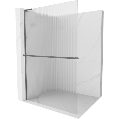 Mexen Kioto+ L Duschwand mit Ablage Walk-in 120 x 200 cm, Streifen, Gun Metall - 800-120-123-95-09