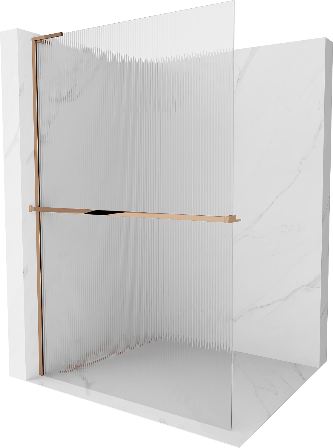 Mexen Kioto+ L Duschwand mit Ablage Walk-in 70 x 200 cm, transparent, roségold - 800-070-123-60-09