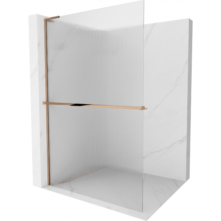 Mexen Kioto+ L Duschwand mit Ablage Walk-in 100 x 200 cm, Streifen, Roségold - 800-100-123-60-09