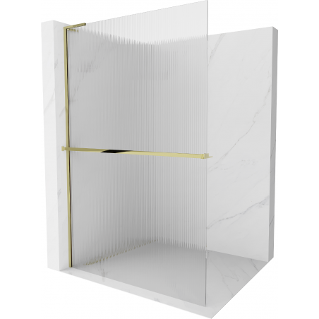 Mexen Kioto+ L Duschwand mit Ablage Walk-in 90 x 200 cm, Streifen, Gold - 800-090-123-50-09
