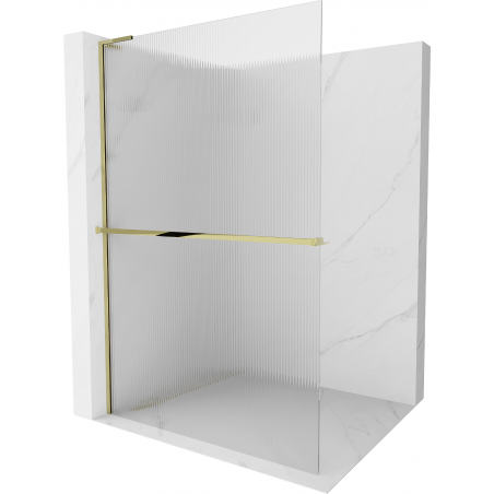 Mexen Kioto+ L Duschwand mit Regal Walk-in 90 x 200 cm, transparent, gold - 800-090-123-50-09