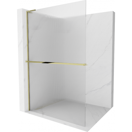 Mexen Kioto+ L Duschwand mit Ablage Walk-in 100 x 200 cm, Streifen, Gold - 800-100-123-50-09