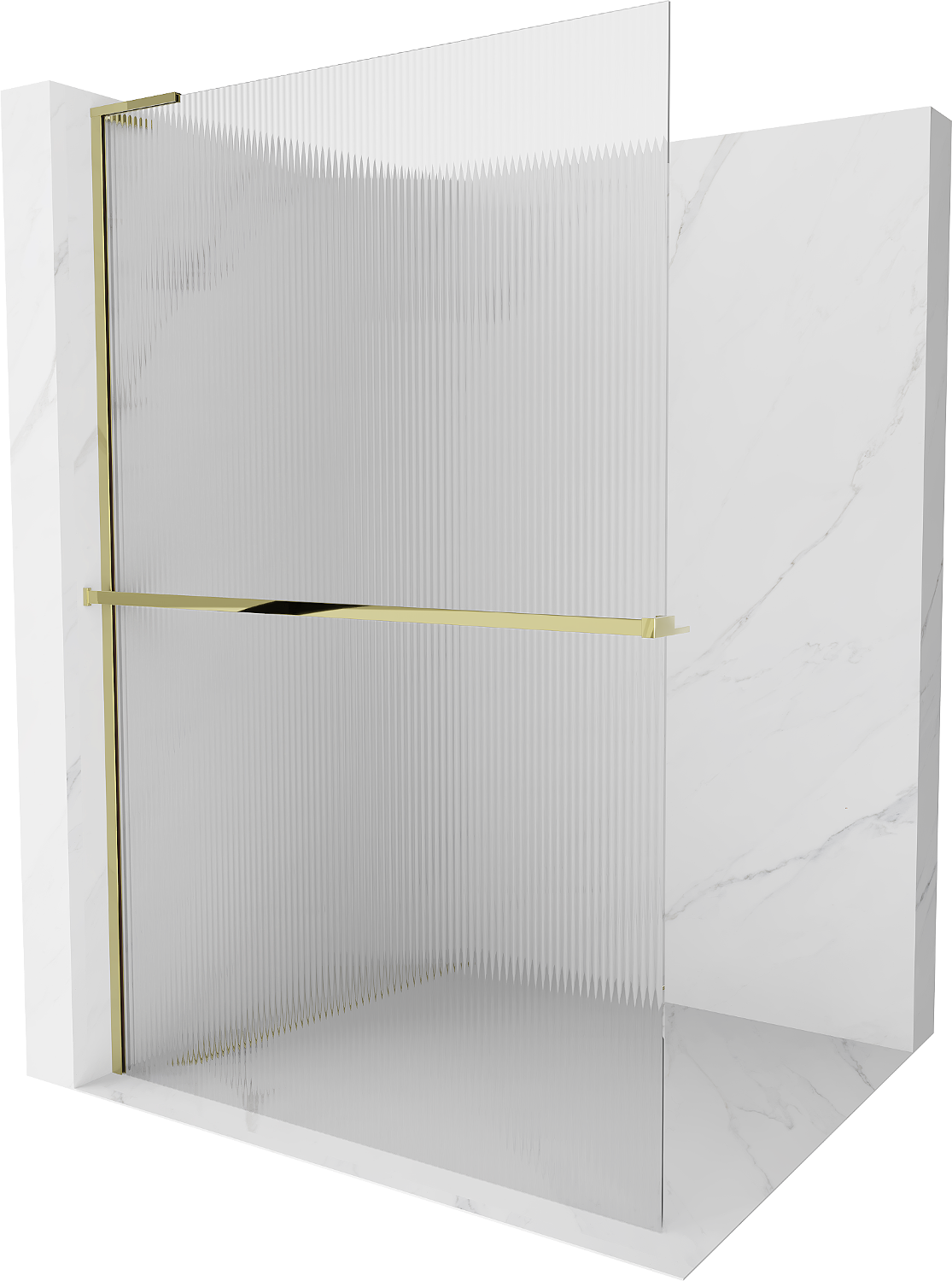 Mexen Kioto+ L Duschwand mit Ablage Walk-in 100 x 200 cm, transparent, gold - 800-100-123-50-09