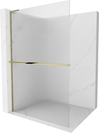Mexen Kioto+ L Duschwand mit Regal Walk-in 110 x 200 cm, Streifen, Gold - 800-110-123-50-09