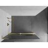 Mexen Kioto+ L Duschwand mit Regal Walk-in 90 x 200 cm, Streifen, gebürstetes Gold - 800-090-123-55-09
