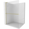 Mexen Kioto+ L Duschwand mit Regal Walk-in 100 x 200 cm, Streifen, Gold gebürstet - 800-100-123-55-09
