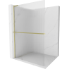 Mexen Kioto+ L Duschwand mit Ablage Walk-in 110 x 200 cm, Streifen, gebürstet Gold - 800-110-123-55-09