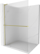 Mexen Kioto+ L Duschwand mit Ablage Walk-in 110 x 200 cm, Streifen, gebürstet Gold - 800-110-123-55-09