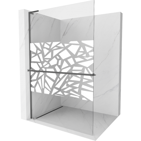 Mexen Kioto+ L Duschwand mit Regal Walk-in 90 x 200 cm, weißes Muster, Gun Metal - 800-090-123-95-85