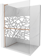 Mexen Kioto+ L Duschwand mit Regal Walk-in 120 x 200 cm, weißes Muster, gebürstetes Kupfer - 800-120-123-65-85