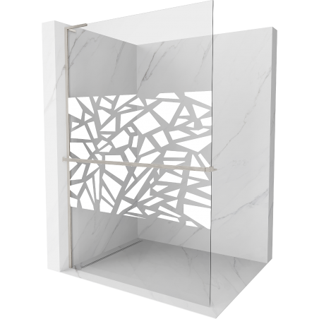 Mexen Kioto+ L Duschwand mit Regal Walk-in 80 x 200 cm, weißes Muster, gebürsteter Nickel - 800-080-123-97-85