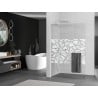 Mexen Kioto+ L Duschwand mit Regal Walk-in 90 x 200 cm, weißes Muster, gebürsteter Nickel - 800-090-123-97-85