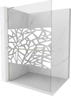 Mexen Kioto+ L Duschwand mit Ablage Walk-in 100 x 200 cm, weißes Muster, gebürsteter Nickel - 800-100-123-97-85