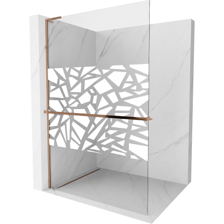 Mexen Kioto+ L Duschwand mit Regal Walk-in 80 x 200 cm, weißes Muster, Roségold - 800-080-123-60-85