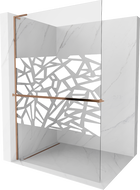 Mexen Kioto+ L Duschwand mit Regal Walk-in 100 x 200 cm, weißes Muster, Roségold - 800-100-123-60-85