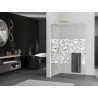 Mexen Kioto+ L Duschwand mit Ablage Walk-in 70 x 200 cm, weißes Muster, gold - 800-070-123-50-85