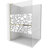 Mexen Kioto+ L Duschwand mit Regal Walk-in 80 x 200 cm, weißes Muster, Gold - 800-080-123-50-85