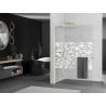 Mexen Kioto+ L Duschwand mit Regal Walk-in 90 x 200 cm, weißes Muster, gold - 800-090-123-50-85