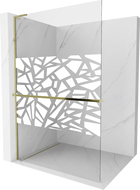 Mexen Kioto+ L Duschwand mit Regal Walk-in 90 x 200 cm, weißes Muster, gold - 800-090-123-50-85
