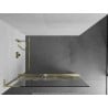 Mexen Kioto+ L Duschwand mit Ablage Walk-in 90 x 200 cm, weißes Muster, gebürstetes Gold - 800-090-123-55-85