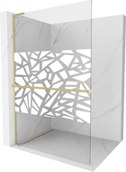 Mexen Kioto+ L Duschwand mit Ablage Walk-in 100 x 200 cm, weißes Muster, gebürstet Gold - 800-100-123-55-85