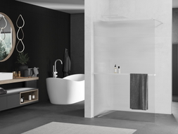 Mexen Kioto+ Duschwand mit Ablage Walk-in 100 x 200 cm, Streifen, weiß - 800-100-121-20-09