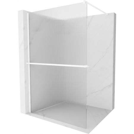 Mexen Kioto+ Duschwand mit Regal Walk-in 120 x 200 cm, Streifen, Weiß - 800-120-121-20-09