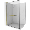 Mexen Kioto+ L Duschwand mit Regal Walk-in 100 x 200 cm, schwarzer Rahmen, Gold - 800-100-123-50-70