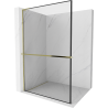 Mexen Kioto+ L Duschwand mit Ablage Walk-in 60 x 200 cm, schwarzer Rahmen, gold - 800-060-123-50-70