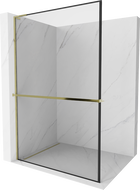 Mexen Kioto+ L Duschwand mit Ablage Walk-in 60 x 200 cm, schwarzer Rahmen, gold - 800-060-123-50-70