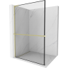Mexen Kioto+ L Duschwand mit Regal Walk-in 80 x 200 cm, schwarzer Rahmen, gebürstetes Gold - 800-080-123-55-70