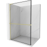 Mexen Kioto+ L Duschwand mit Regal Walk-in 70 x 200 cm, schwarzer Rahmen, gebürstetes Gold - 800-070-123-55-70