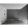 Mexen Kioto+ L Duschwand mit Regal Walk-in 70 x 200 cm, schwarzer Rahmen, gebürstetes Gold - 800-070-123-55-70