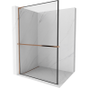 Mexen Kioto+ L Duschwand mit Regal, Walk-in 50 x 200 cm, schwarzer Rahmen, Roségold - 800-050-123-60-70