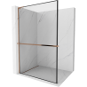 Mexen Kioto+ L Duschwand mit Ablage Walk-in 60 x 200 cm, schwarzer Rahmen, Roségold - 800-060-123-60-70