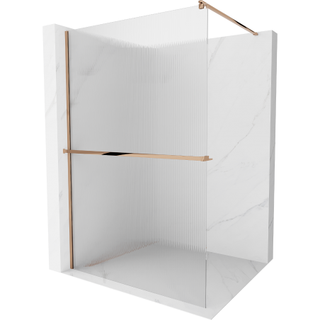 Mexen Kioto+ Duschwand mit Regal Walk-in 70 x 200 cm, Streifen, Roségold - 800-070-121-60-09