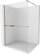 Mexen Kioto+ Duschwand mit Ablage Walk-in 90 x 200 cm, Streifen, Roségold - 800-090-121-60-09