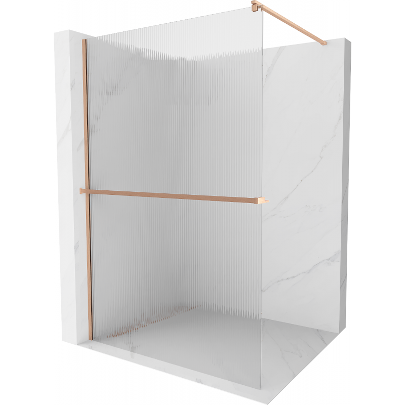 Mexen Kioto+ Duschwand mit Regal Walk-in 70 x 200 cm, Rillen, gebürstetes Kupfer - 800-070-121-65-09