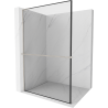 Mexen Kioto+ L Duschwand mit Regal Walk-in 120 x 200 cm, schwarzer Rahmen, gebürsteter Nickel - 800-120-123-97-70
