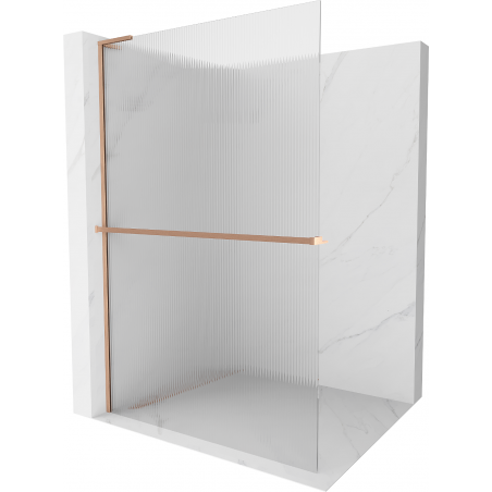 Mexen Kioto+ L Duschwand mit Regal Walk-in 70 x 200 cm, Rillen, gebürstetes Kupfer - 800-070-123-65-09