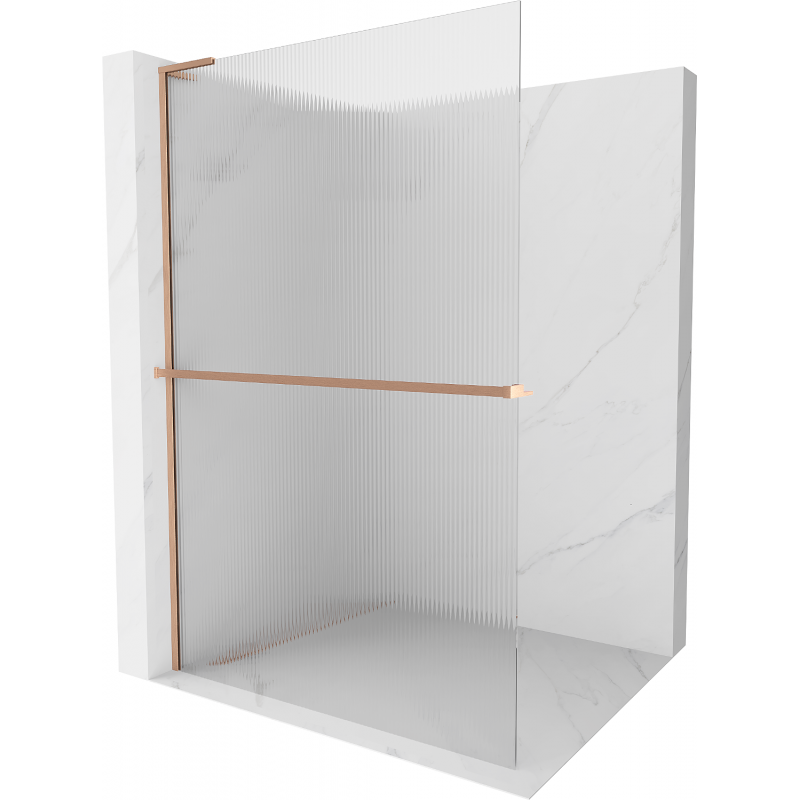 Mexen Kioto+ L Duschwand mit Ablage Walk-in 80 x 200 cm, Streifen, gebürstetes Kupfer - 800-080-123-65-09