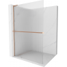 Mexen Kioto+ L Duschwand mit Regal Walk-in 90 x 200 cm, Streifen, gebürstetes Kupfer - 800-090-123-65-09