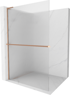 Mexen Kioto+ L Duschwand mit Regal Walk-in 100 x 200 cm, Streifen, gebürstetes Kupfer - 800-100-123-65-09