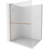 Mexen Kioto+ L Duschabtrennung mit Regal Walk-in 120 x 200 cm, Streifen, gebürstetes Kupfer - 800-120-123-65-09