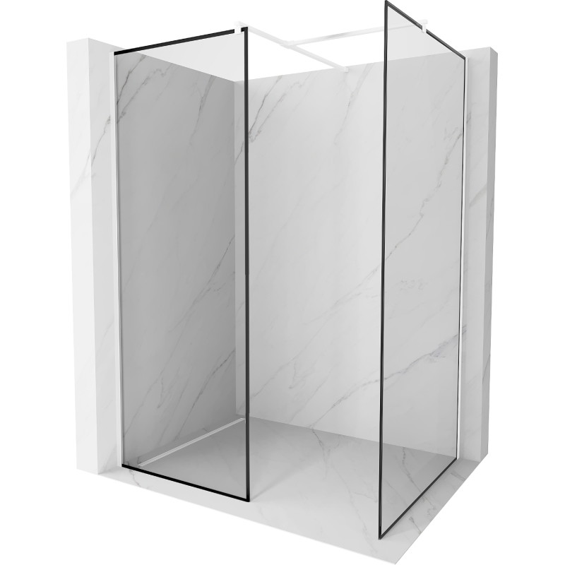 Mexen Kioto Duschwand Walk-in 100 x 90 cm, schwarzer Rahmen, weiß - 800-100-202-20-70-090
