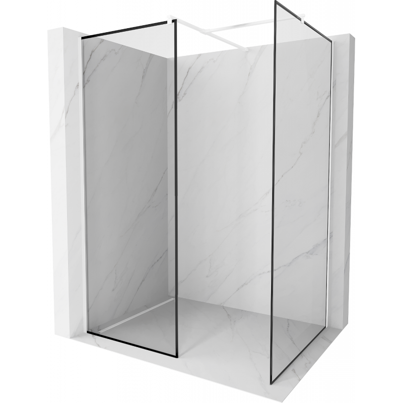 Mexen Kioto Duschwand Walk-in 160 x 90 cm, schwarzer Rahmen, weiß - 800-160-202-20-70-090