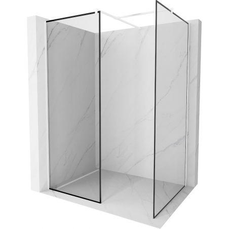 Mexen Kioto Duschwand Walk-in 160 x 90 cm, schwarzer Rahmen, weiß - 800-160-202-20-70-090