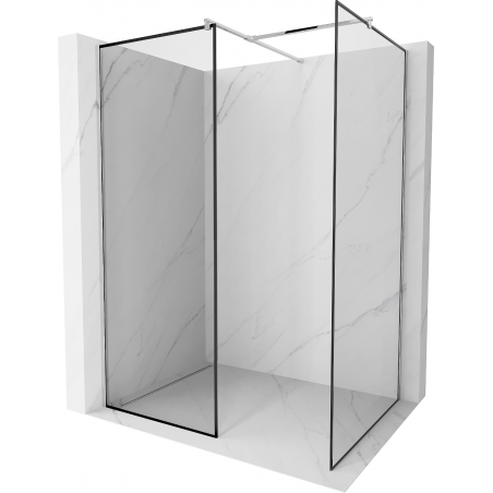 Mexen Kioto Duschwand Walk-in 80 x 70 cm, schwarzer Rahmen, Chrom - 800-080-202-01-70-070