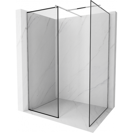 Mexen Kioto Duschwand Walk-in 100 x 80 cm, schwarzer Rahmen, Chrom - 800-100-202-01-70-080