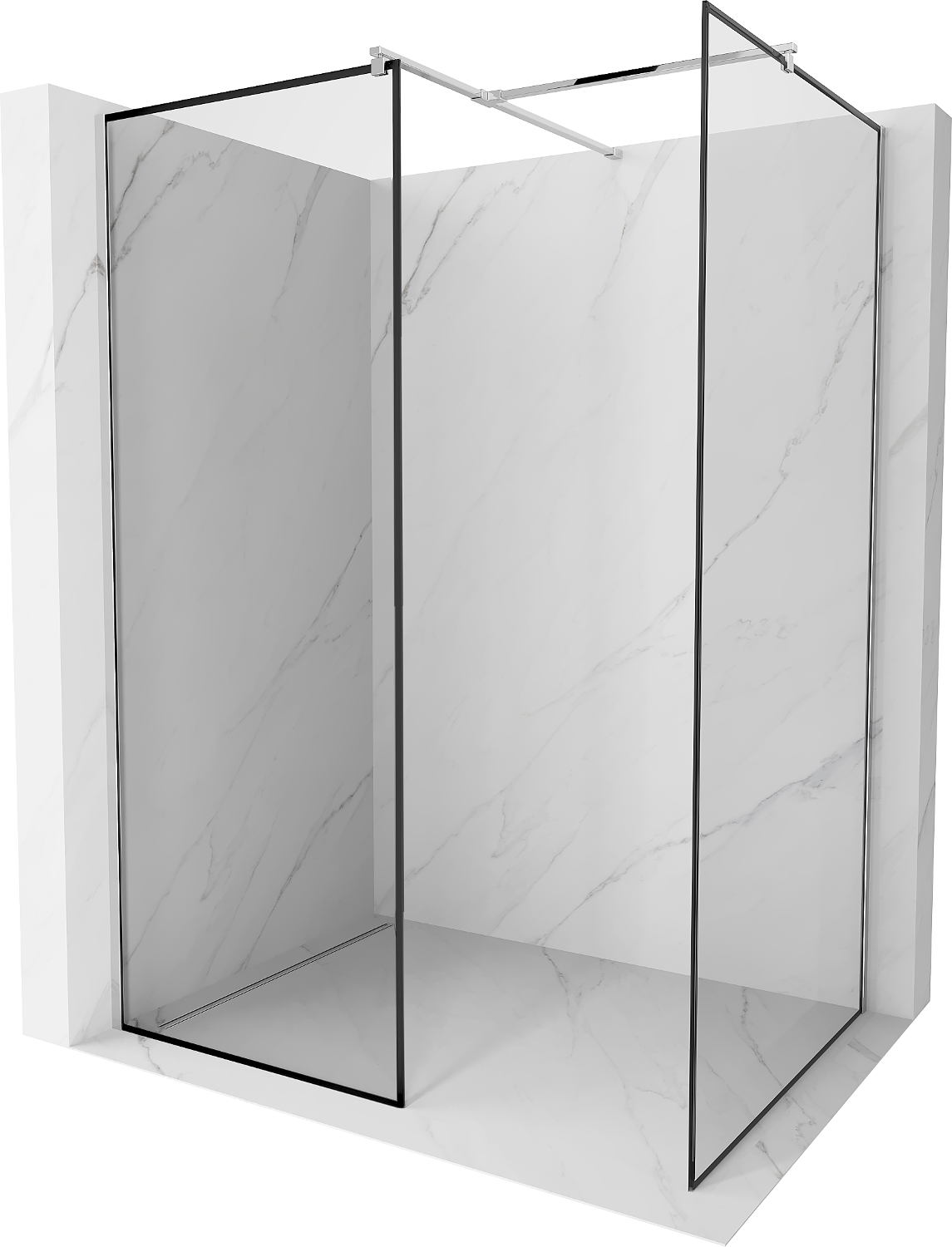 Mexen Kioto Walk-in-Dusche 160 x 120 cm, schwarzes Design, Chrom - 800-160-202-01-70-120